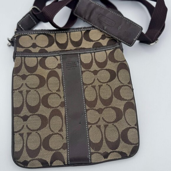 Coach Crossbody Purse Tan Brown Sig Signature C Logo - Picture 1 of 4